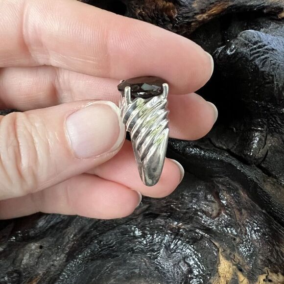 Vintage Clyde Duneier 3.63 ct Oval Smoky Quartz Ring Size 8 Sterling Silver CID - Picture 10 of 13